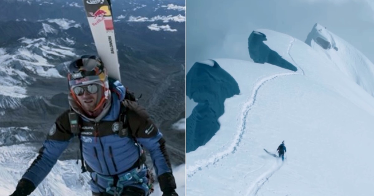 un alpinista pasó 16 horas en la "zona de la muerte" y bajó esquiando desde la cima de 8849 metros